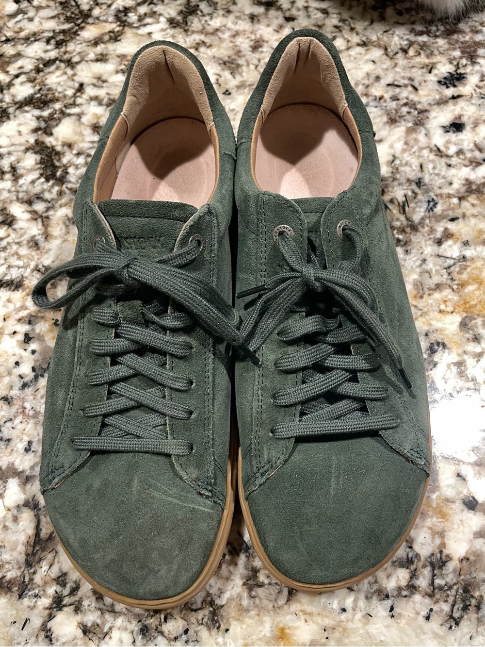 Birkenstock Green Suede Low-Top Sneakers